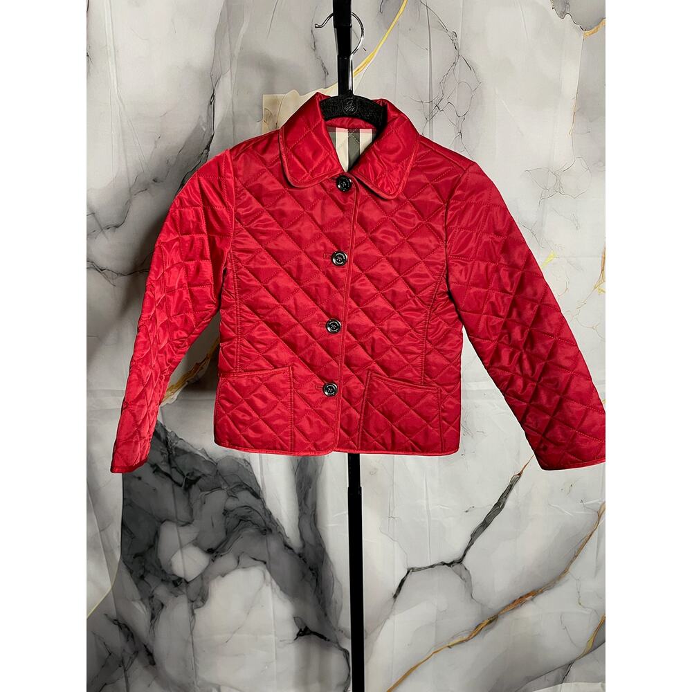 Burberry Red Quilted Kids Jacket Size 5Y